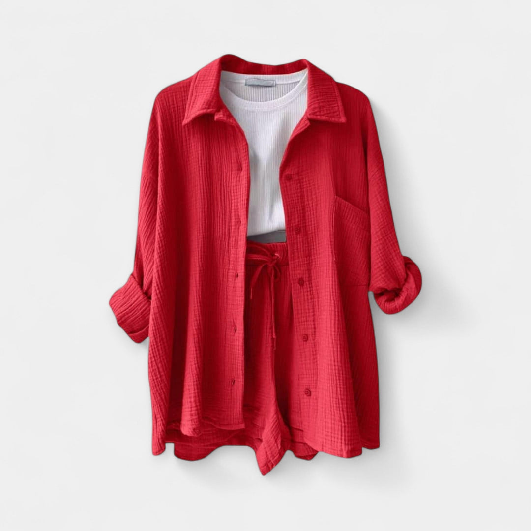 Dvobarvni Poletni Komplet: Majica in Šortke