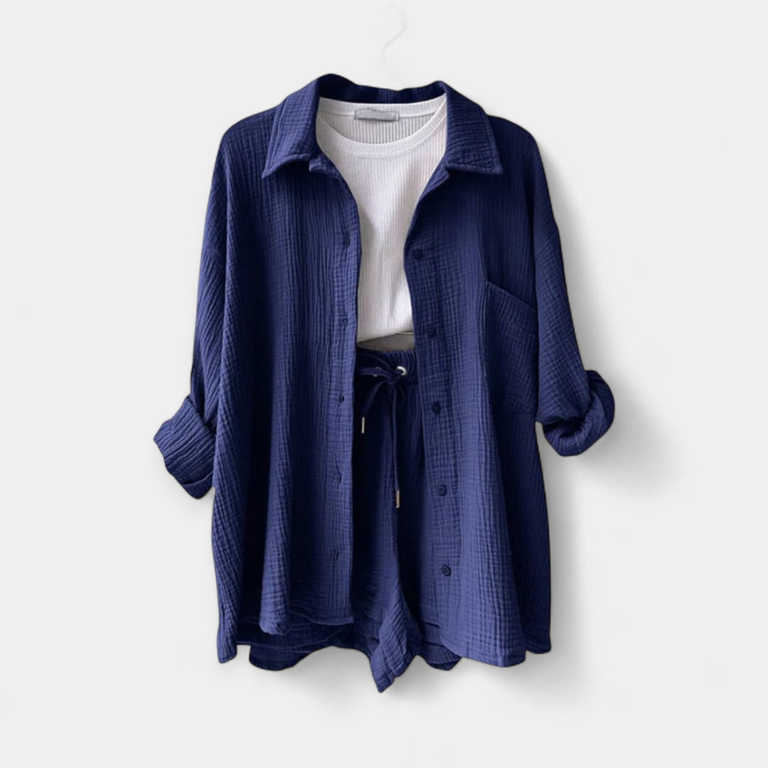 Dvobarvni Poletni Komplet: Majica in Šortke