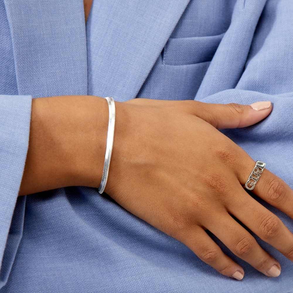 Plosko Verižica Zapestnica – 925 Srebro, 4 mm