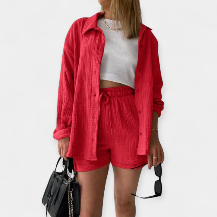 Dvobarvni Poletni Komplet: Majica in Šortke