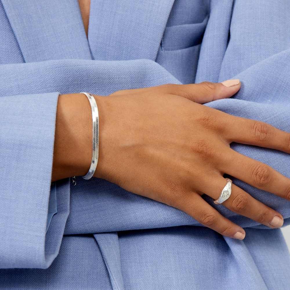 Plosko Verižica Zapestnica – 925 Srebro, 4 mm