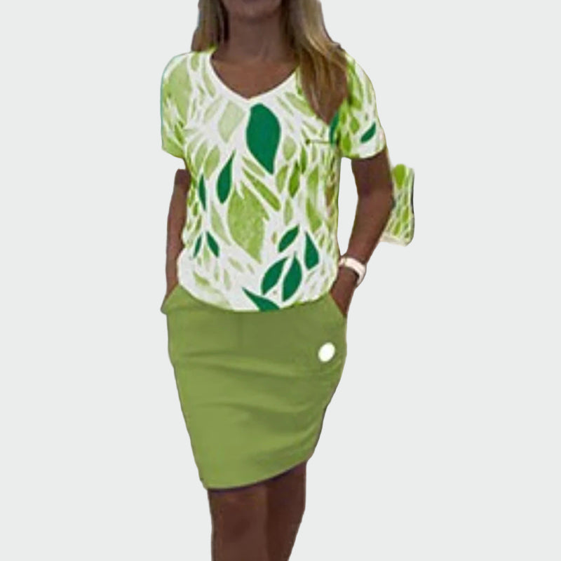 Eleganten komplet s potiskom in stilskim krilom