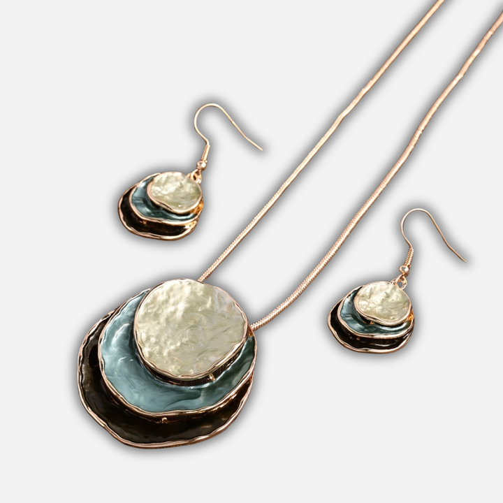 Boho nakitni set – uhani in ogrlica v retro večbarvnem slogu