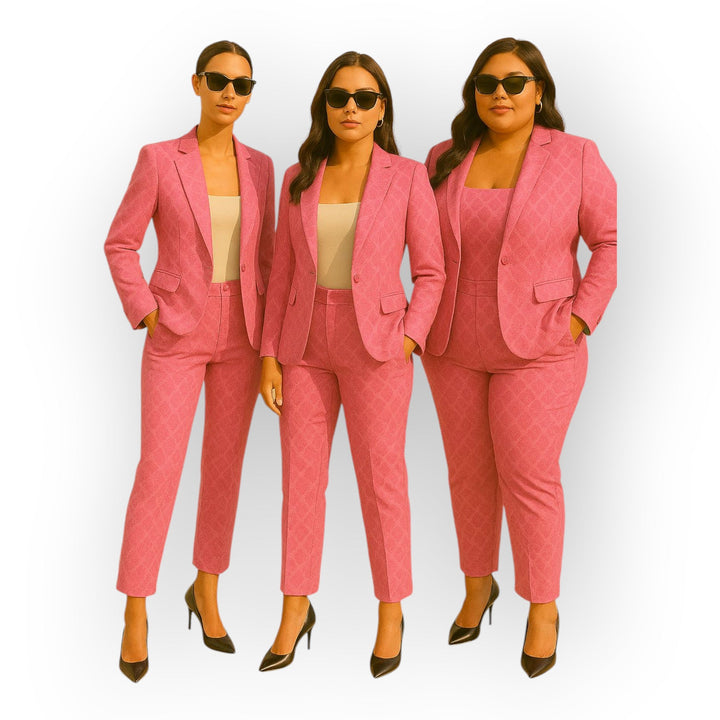 Elegantni komplet suknjiča in hlač z minimalističnim dizajnom