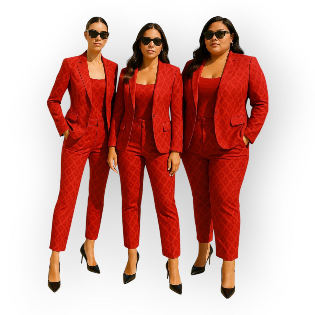 Elegantni komplet suknjiča in hlač z minimalističnim dizajnom