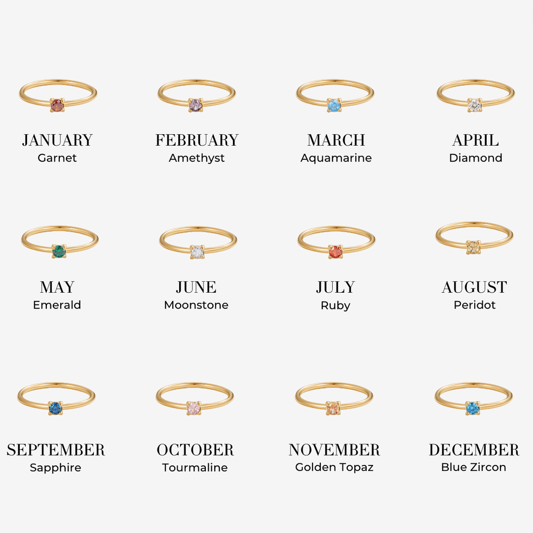 Obroči z rojstnimi kamni 18K pozlata