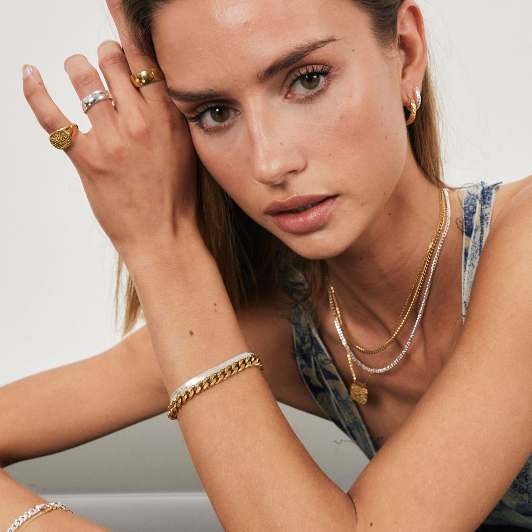 Plosko Verižica Zapestnica – 925 Srebro, 4 mm