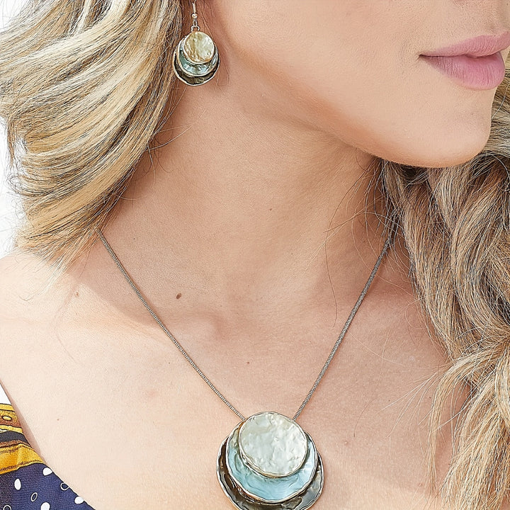 Boho nakitni set – uhani in ogrlica v retro večbarvnem slogu