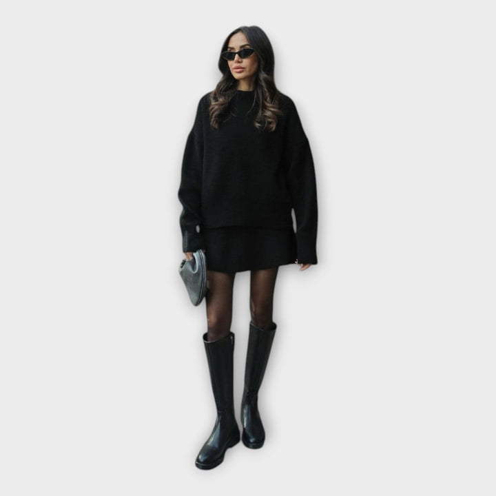 Moderna pletena bluza in krilo set