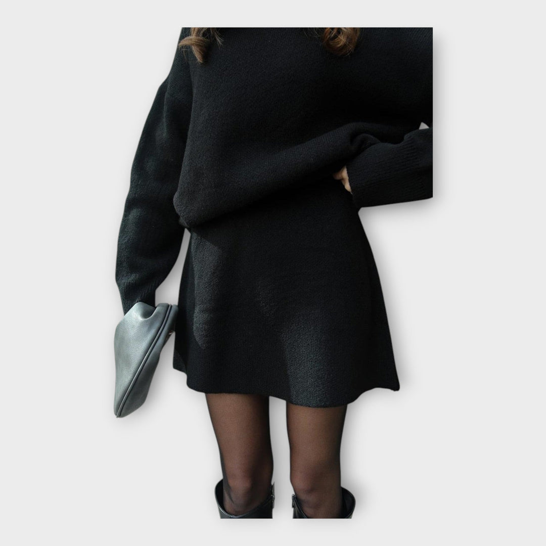 Moderna pletena bluza in krilo set