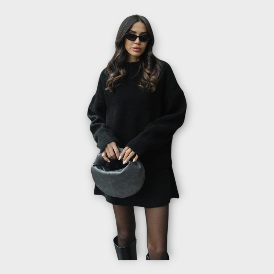 Moderna pletena bluza in krilo set