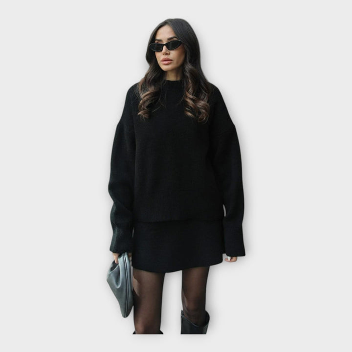 Moderna pletena bluza in krilo set