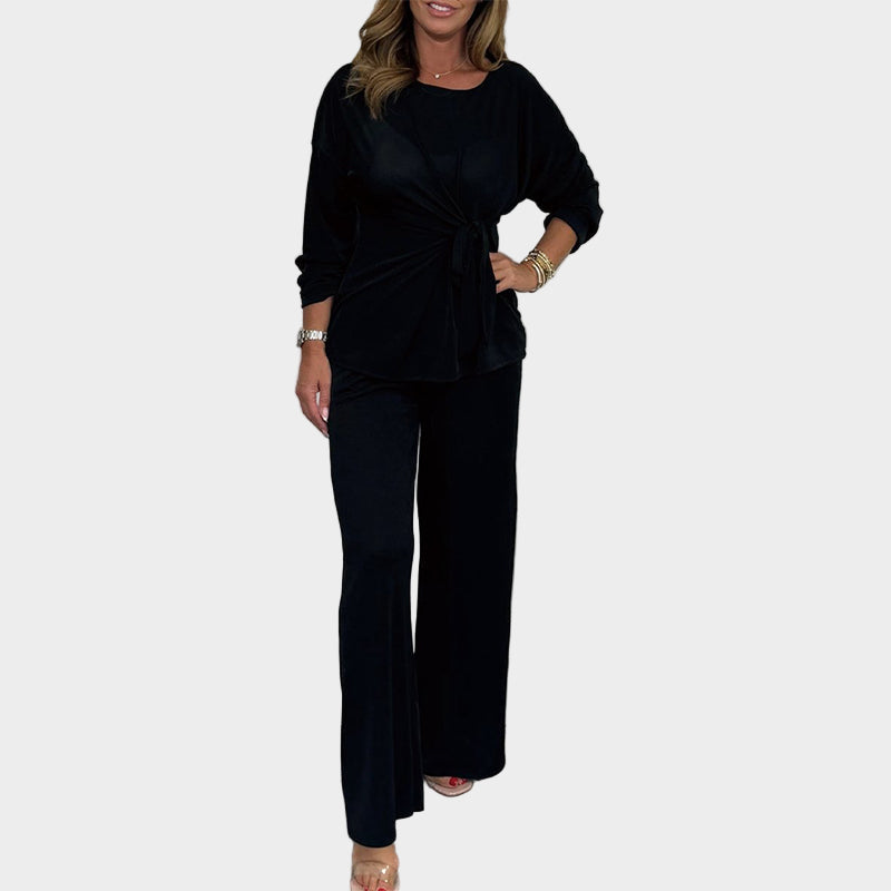 Ženski udoben 2-delni komplet z dolgimi rokavi in mehak silhueto