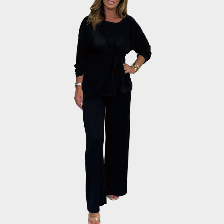 Ženski udoben 2-delni komplet z dolgimi rokavi in mehak silhueto